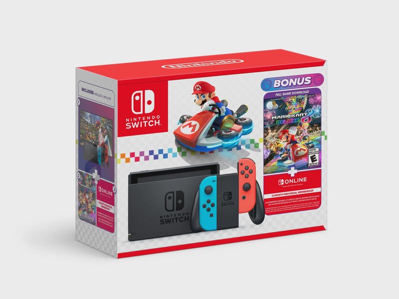 Mario Kart 8 Deluxe Switch Console - Red/Blue Joycons