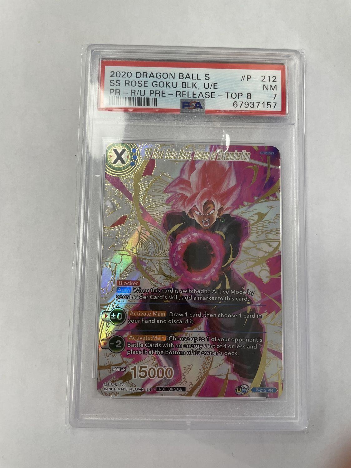 PSA 7 - 2020 Dragon Ball S - SS Rose Goku BLK. U/E - PR - R/U Pre-Release - Top 8 (67937157)