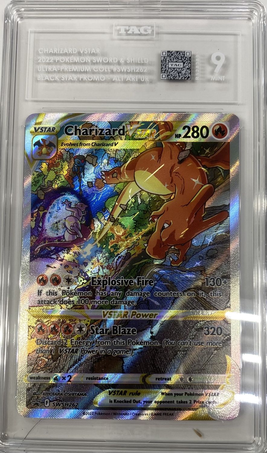 TAG 9Mint - Charizard VStar - 2022 Pokemon S &amp; S Ultra - Prem Coll #SWSH262 Black Star Promo - Alt Art UR (R5283895)