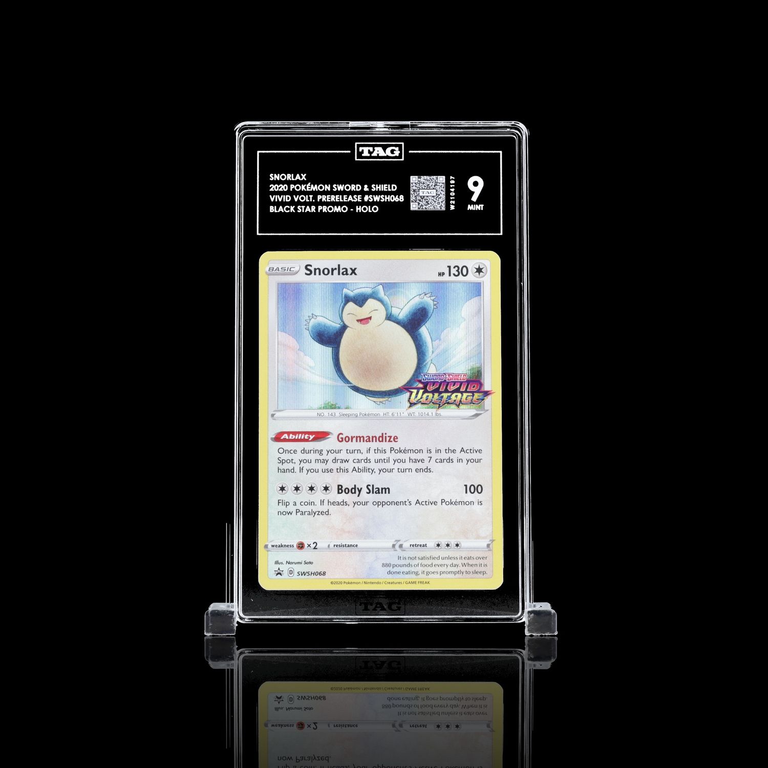 TAG 9 Mint - Snorlax 2020 Pokewmon S&amp;S: Vivid Volt. Prerelease SWSH068 Black Star Promo (#W2104197)