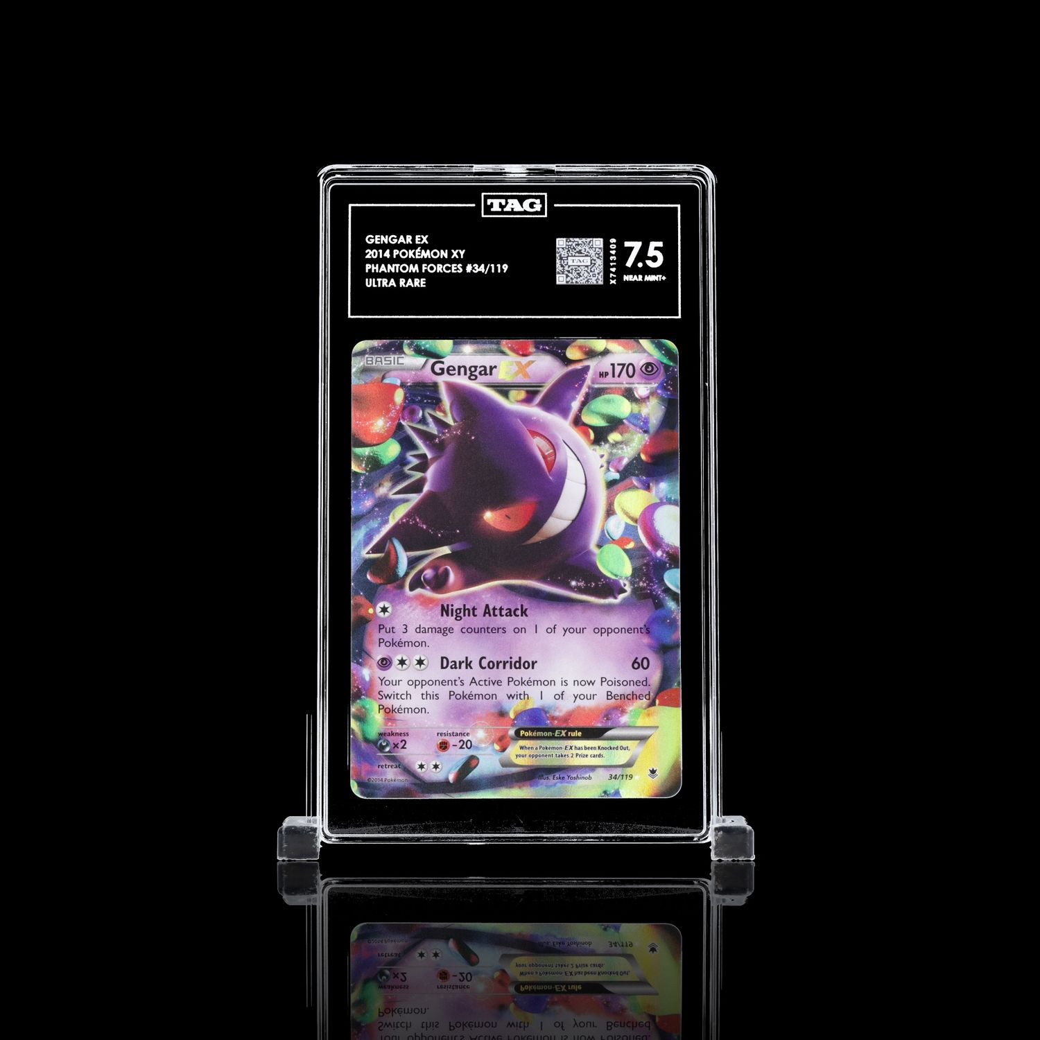 TAG 7.5 Near Mint+ - Gengar EX 2014 Pokemon XY Phantom Forces #34/119 (X7413409)