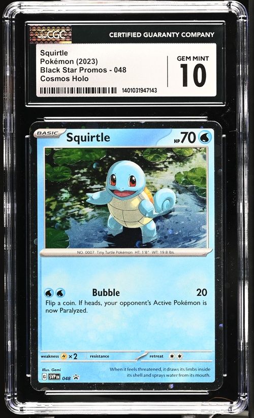 CGC - Gem Mint 10 Squirtle Pokemon (2023) Black Star Promos - 048 Cosmos Holo [1401031947143]
