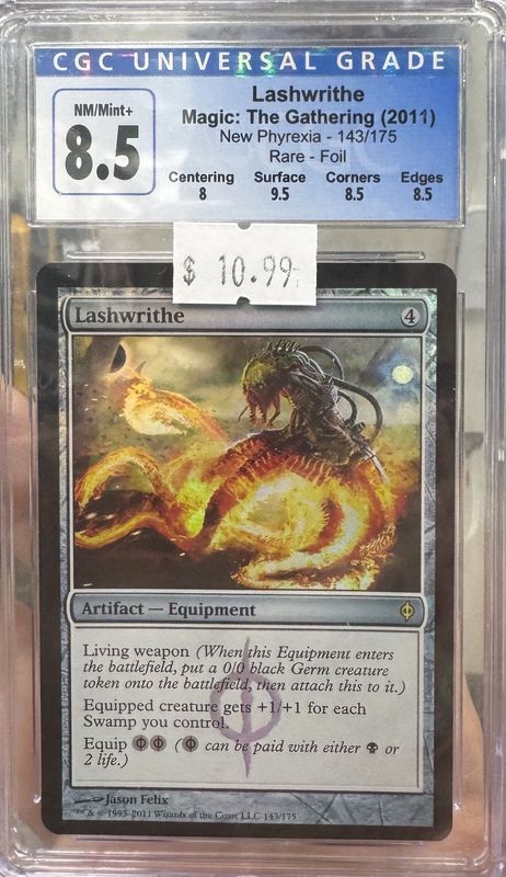 CGC 8.5 - #143/175 - Lashwrithe - New Phyrexia Foil - (4132168134)