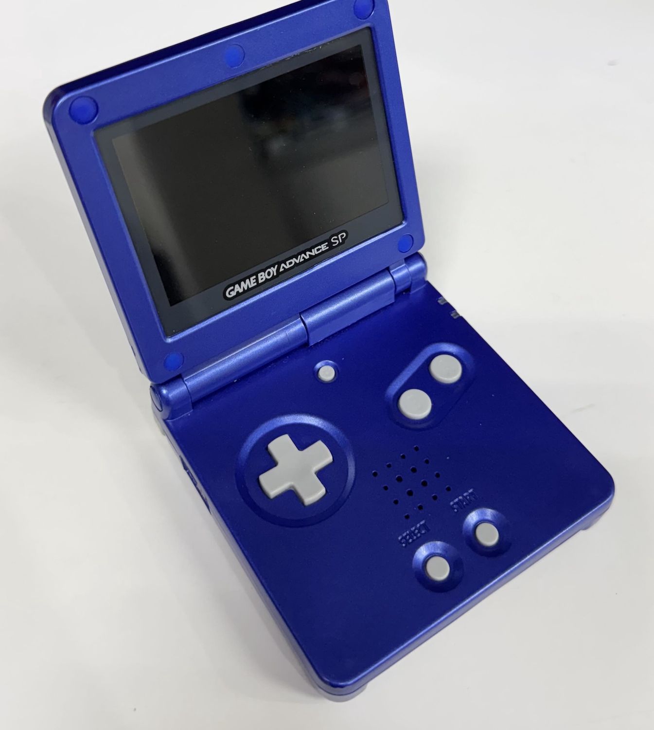 Game Boy Advance SP Modded System - IPS Screen/Reshell - Metallic Blue with Silver Buttons