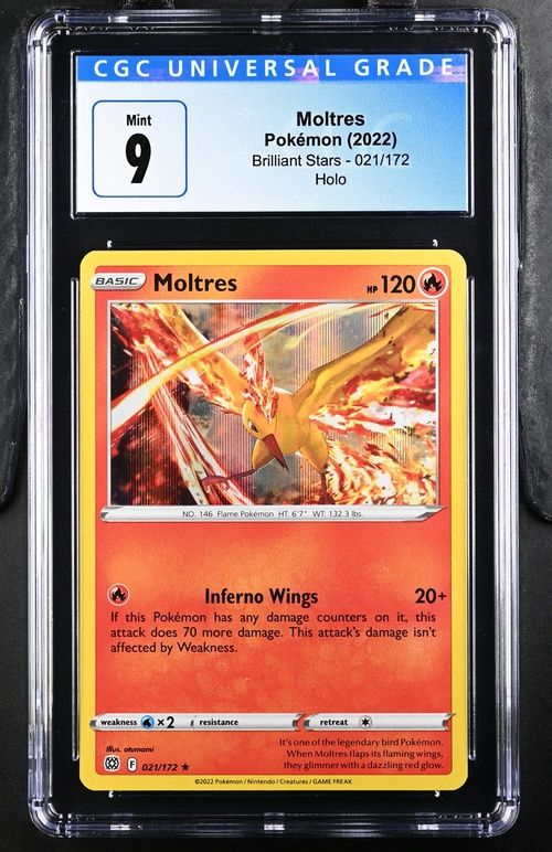 CGC Mint 9 - Moltres Pokemon 2022 Holo Brilliant Stars - 021/172 [4114133159]