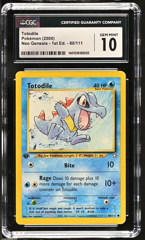 CGC - Gem mint 10 - Totodile Pokemon (2000) Neo Genesis 1st ed 80/111