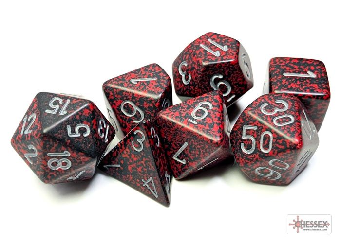 Chessex - Speckled Silver Volcano Polyhedral 7-Dice Set - CHX 25344