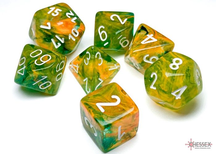 Chessex - Nebula Spring/white Luminary Polyhedral 7-Dice Set - 27555