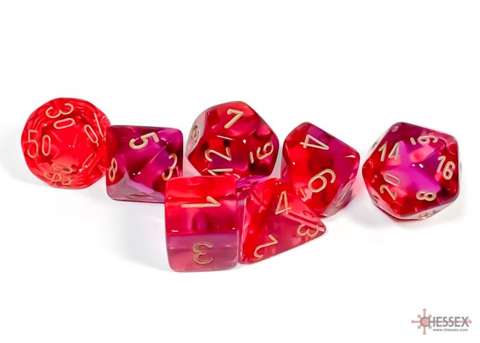 Chessex - Gemini Translucent Red-Violet/Gold Polyhedral 7-Die Set - CHX 26467