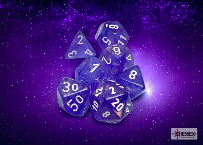 Chessex - Borealis Purple/white Polyhedral 7-Die Set - CHX 27577