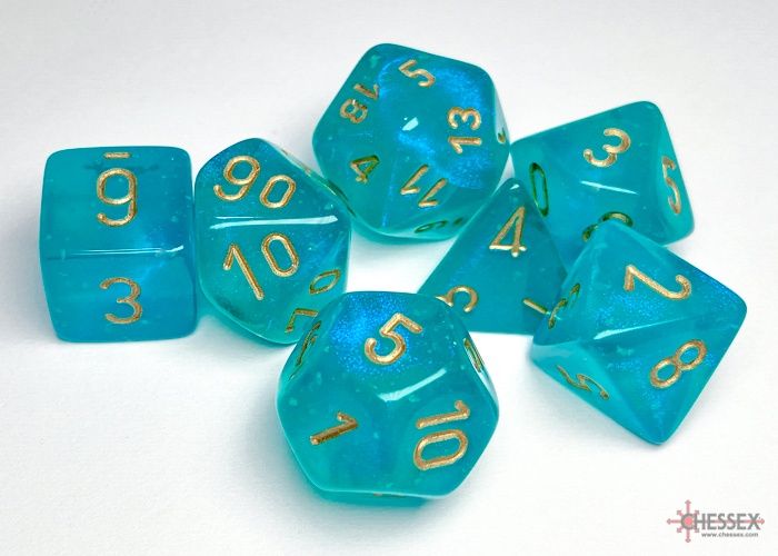Chessex - Borealis Teal/gold Polyhedral 7-Die Set - CHX 27585