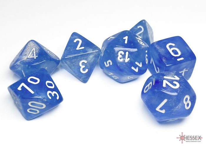 Chessex - Borealis Sky Blue/white Polyhedral 7-Die Set - CHX 27586