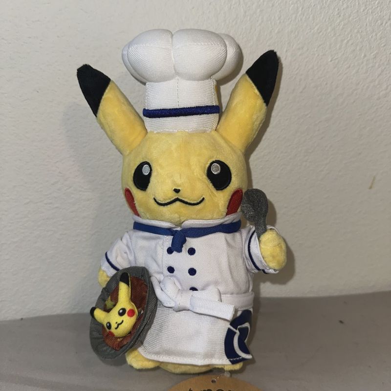 Pikachu Chef White Pokemon Cafe Japan Exclusive Plush