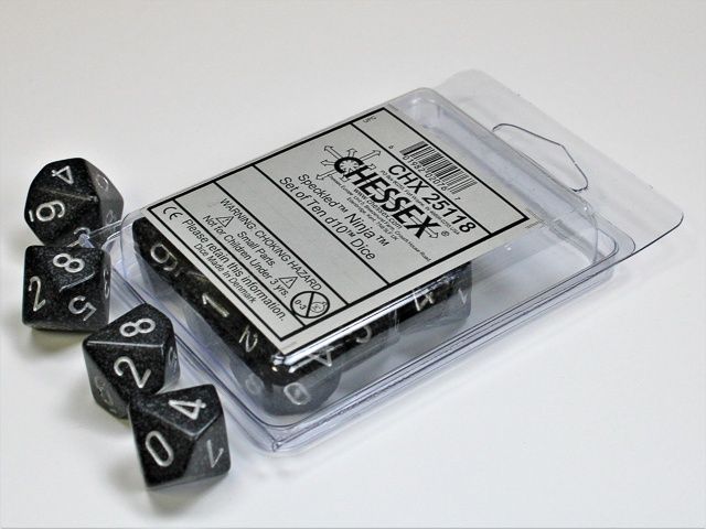 Chessex - Speckled Ninja Set of Ten d10 Dice - CHX 25118