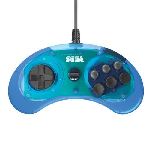 SEGA RetroBit Saturn Controller Wired USB Clear Blue
