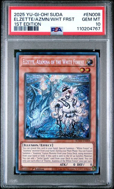 PSA 10 - 2025 YU-GI-OH! SUDA-SUPREME DARKNESS #EN008 ELZETTE/AZMN/WHT FRST 1ST EDITION (110204767)
