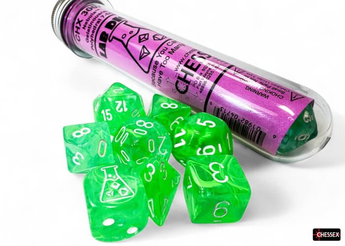 Chessex - Lab Dice Nebula Gelatinous/White Polyhedral 7-Die Set - CHX 30074