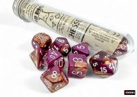 Chessex - Lab Dice Gemini Copper-Purple/White Polyhedral 7-Die Set - CHX 30071