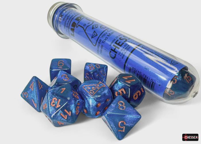 Chessex - Lab Dice Borealis Midnight/Copper Polyhedral 7-Die Set - CHX 30069