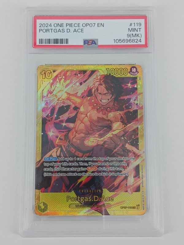 PSA - 9 (MK) 2024 One Piece Op07 EN #119 Portgas D . Ace [105696824]