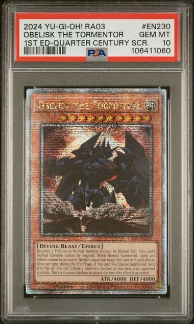 PSA 10 - 2024 Yu-Gi-Oh! Obelisk The Tormentor 1st Ed. Quarter Century (106411060)