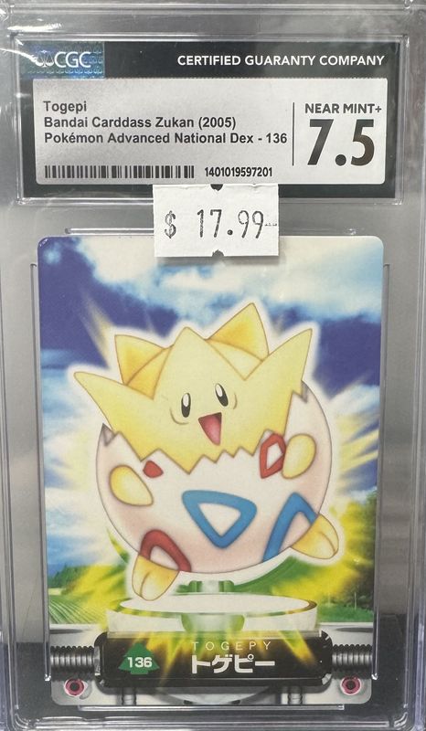 CGC - 7.5 Togepi Pokemon (2005) JP - 136 Pokemon Advanced National Dex - Bandai Carddass Zukan [1401019597201]