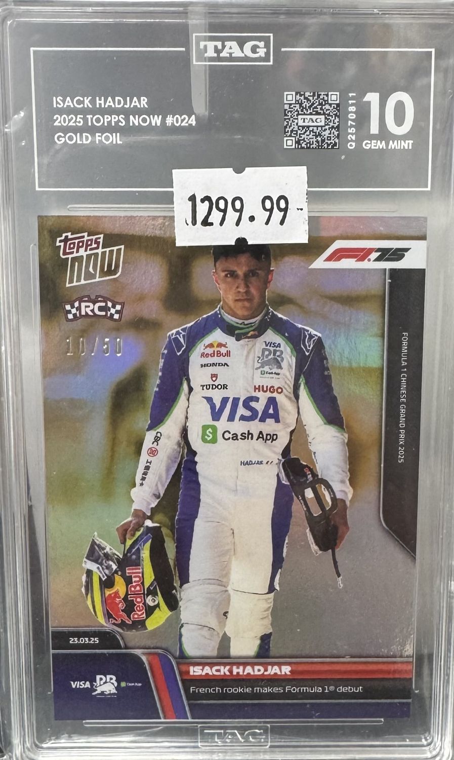 TAG - 10 Isack Hadjar Topps Now (2025) #024 Gold Foil - Formula 1 [Q2570811]