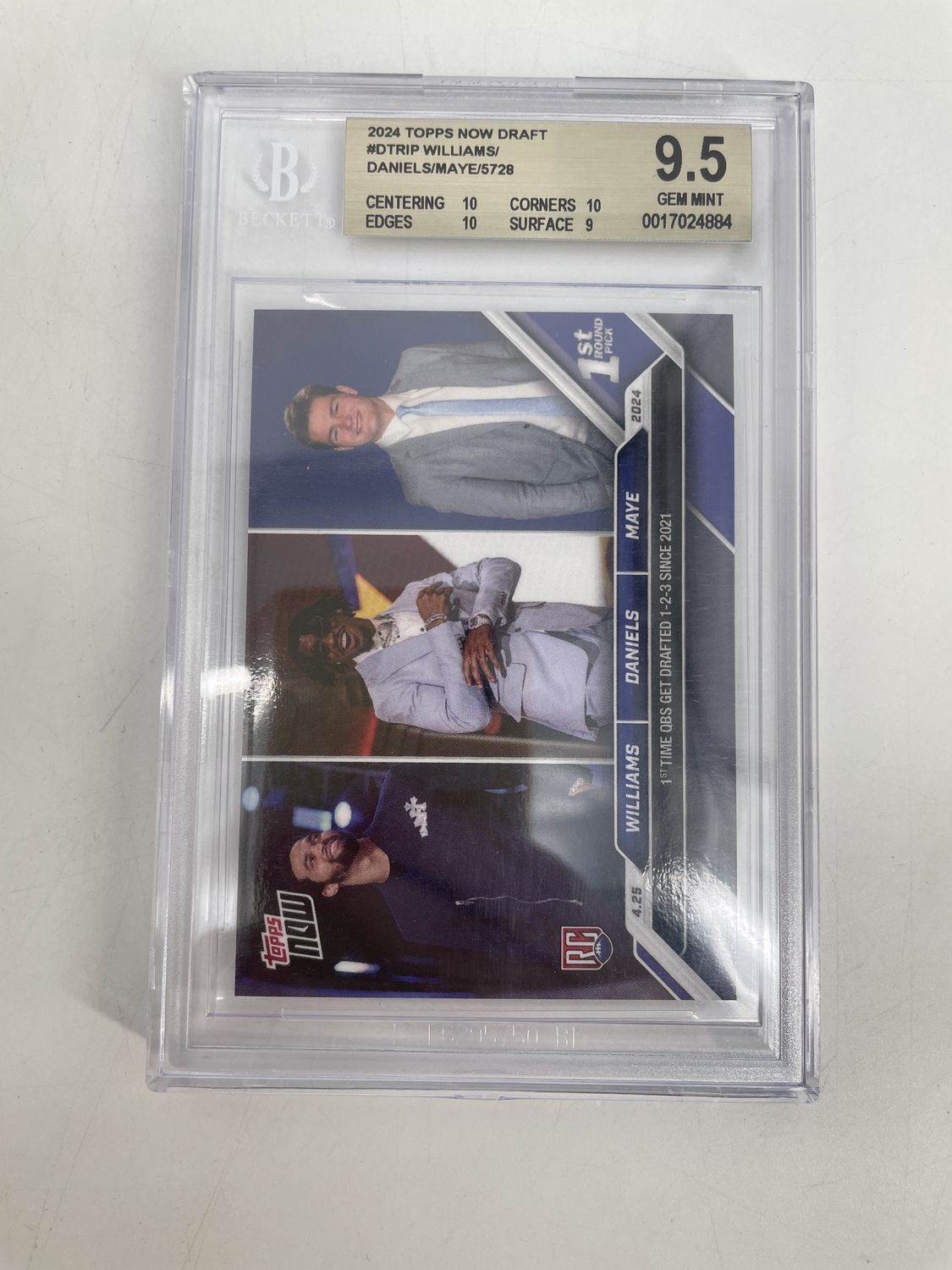 BGS 9.5 Topps Now Draft 2024 Topps Now Draft Caleb Williams/Jayden Daniels/Drake Maye/5728 (17024884)