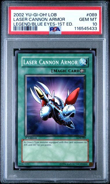 PSA - 10 2002 Yu-Gi-Oh! LOB Laser Cannon Armor Legend/ Blue Eyes - 1st Ed [116545433]