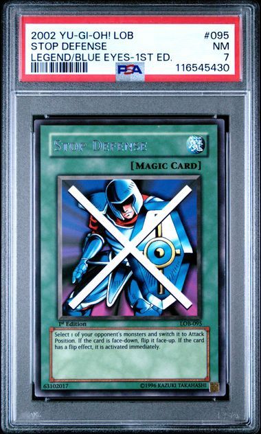 PSA - 7 2002 Yu-Gi-Oh! LOB Stop Defense Legend / Blue Eyes 1st Ed. 116545430]