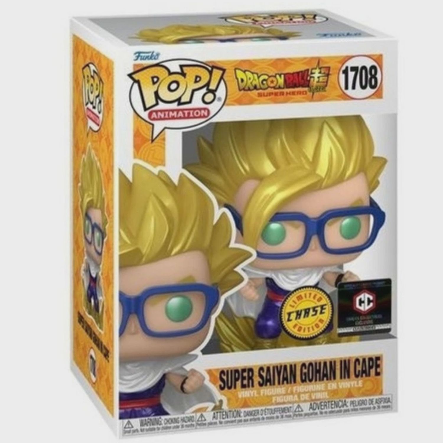 #1708 Dragon Ball Super Super Hero - Gohan in Cape - Chalice Collectibles Exclusive - Funko Pop!, Condition: Chase