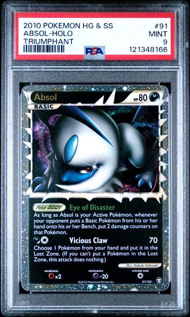 PSA - 9 2010 Pokemon HG &amp; SS Absol - Holo Triumphant 91/102 [121348166]