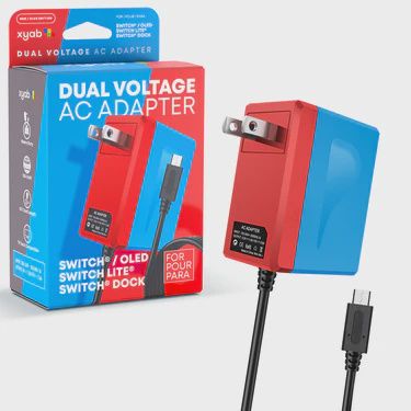 Red &amp; Blue - Dual Voltage Switch AC Adapter for OLED/Lite/Dock