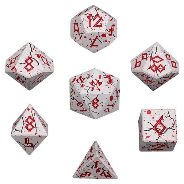 Hymgho - Metal Barbarian - Matte White w/Blood - 7-Dice Set