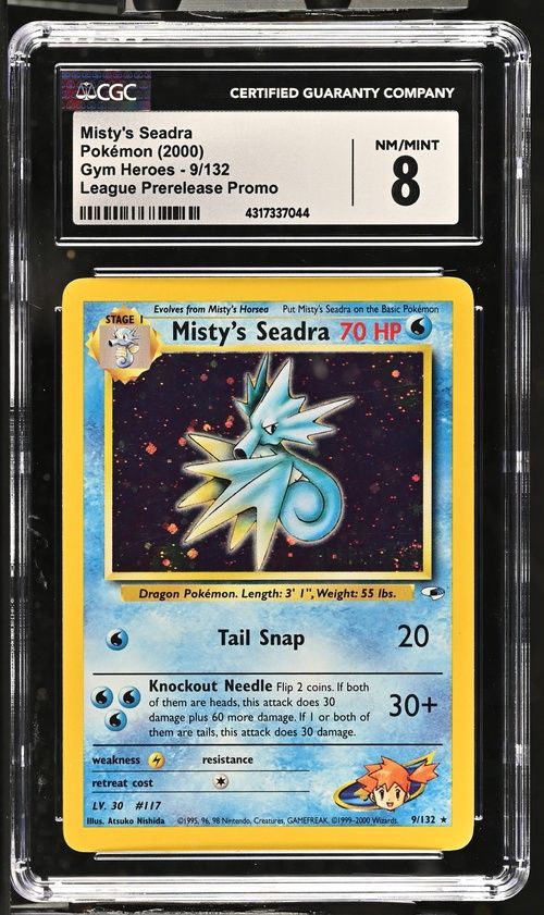CGC - 8 Misty&#39;s Seadra Pokemon (2000) Gym Heroes 9/132 League Prerelease Promo [4317337044]