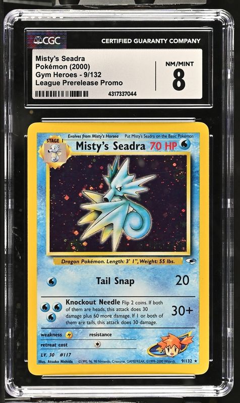 CGC - 8 Misty&#39;s Seadra Pokemon (2000) Gym Heroes 9/132 League Prerelease Promo [4317337044]