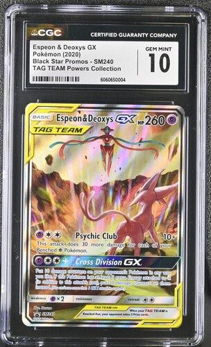 CGC - 10 Pokemon (2020) Espeon &amp; Deoxys GX Black Star Promos - SM240 - TAG TEAM Powers Collection [606065004]