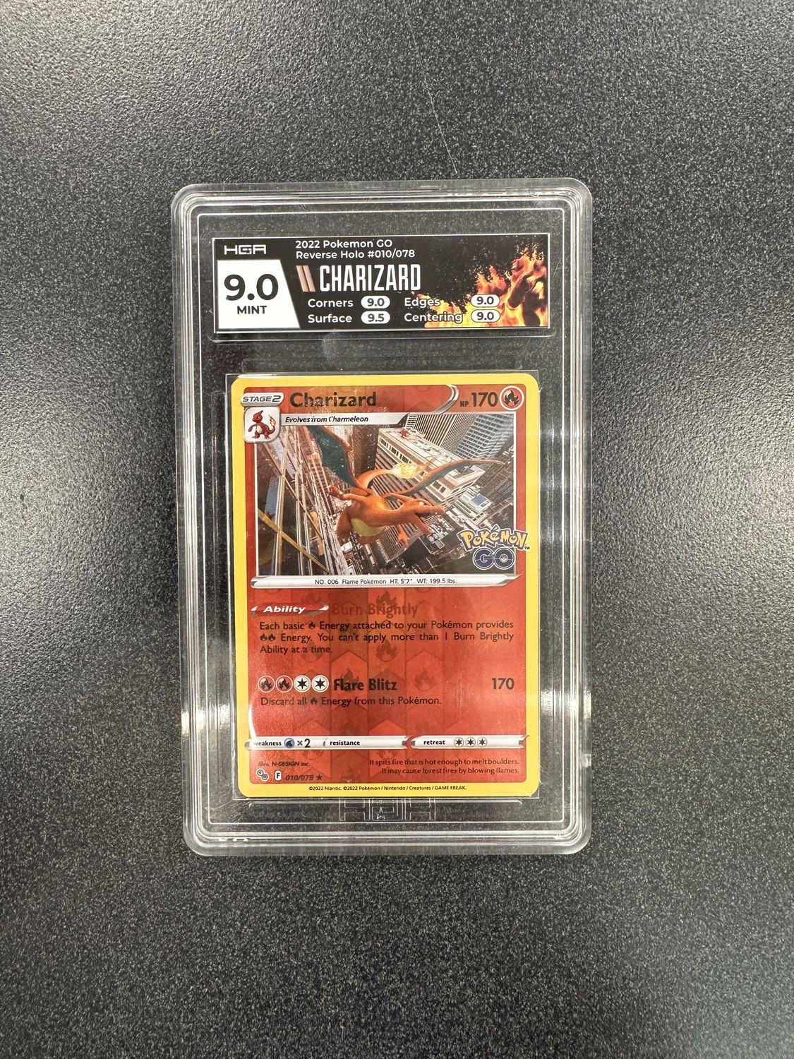 HGA - 9.0 2022 Pokemon GO Reverse Holo Charizard #010/078 [9DVZ48JPKH]
