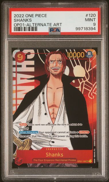 PSA 9 - 2022 One Piece - Shanks - OP01 Alternate Art #120 [99718394]