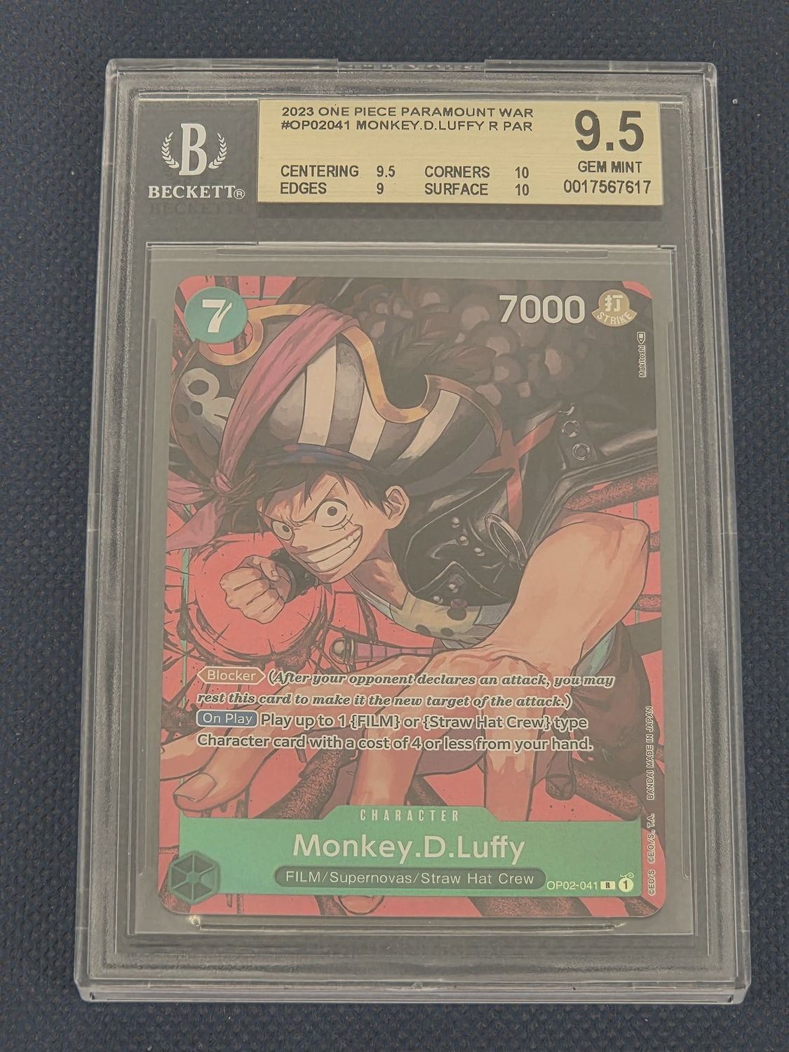BGS 9.5 - 2023 One Piece Paramount War #OP02041 Monkey.D.Luffy R Par [0017567617]