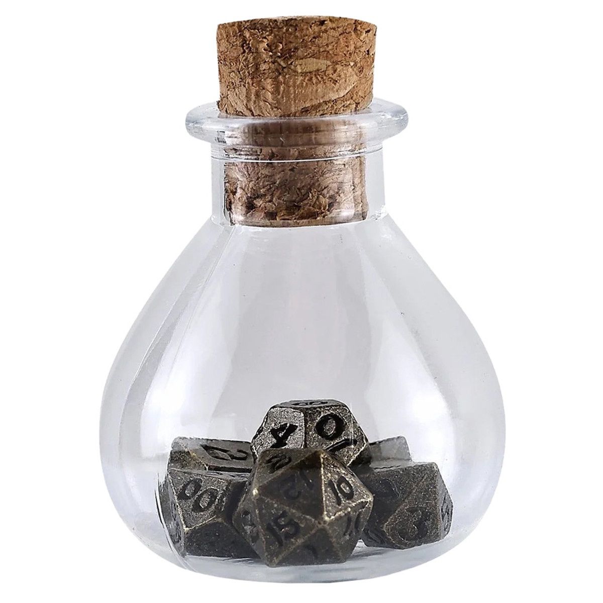 HYMGHO - Unseelie Mini RPG Ancient Bronze Dice Set Bottle - 7-Set