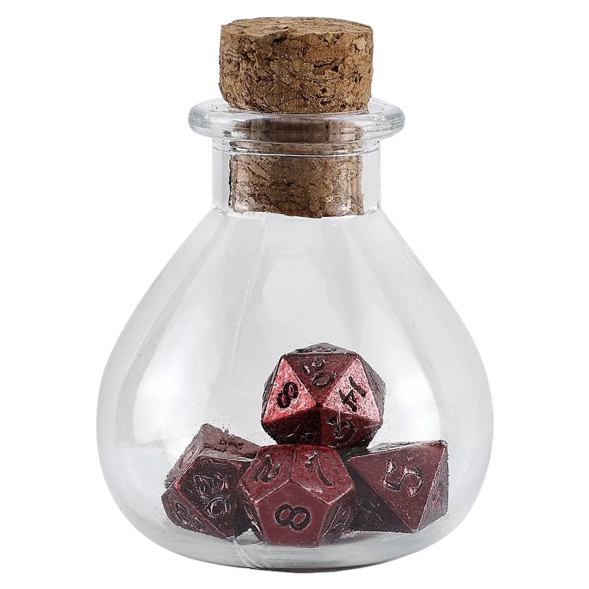 HYMGHO - Unseelie Mini RPG Red Metal Dice Set Bottle - 7-Set