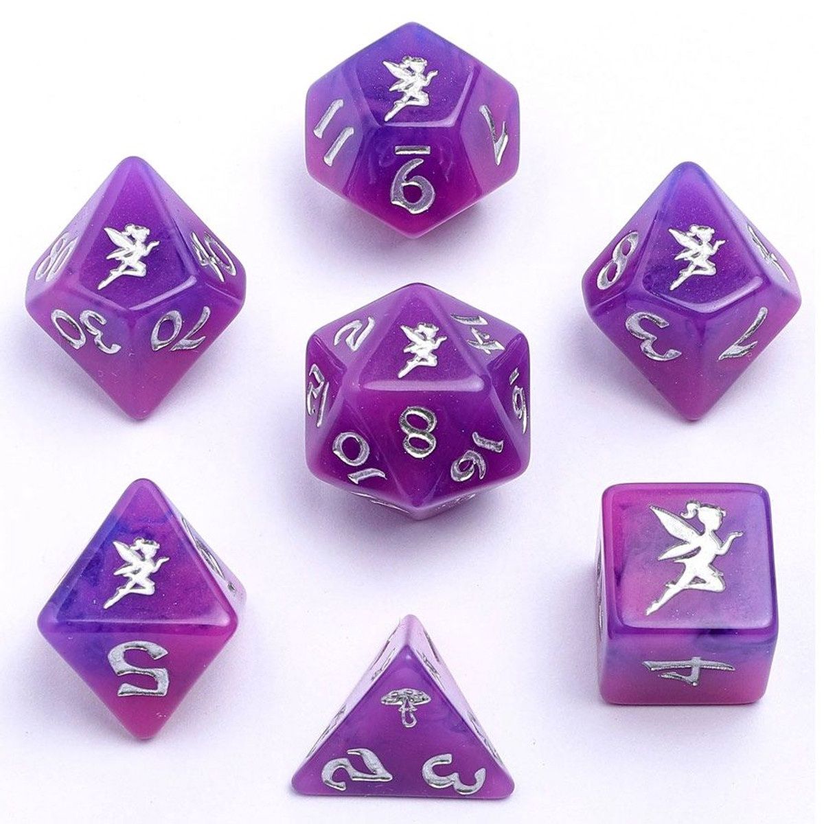 7-set RPG Dice Wyrmforged: Pixie Dust Silver