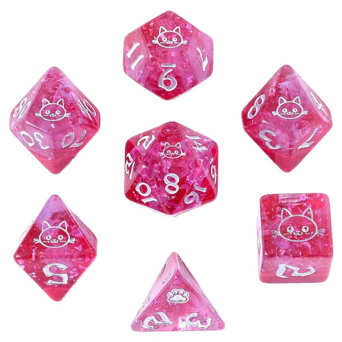 7-set RPG Dice Wyrmforged: Purrfect Pink