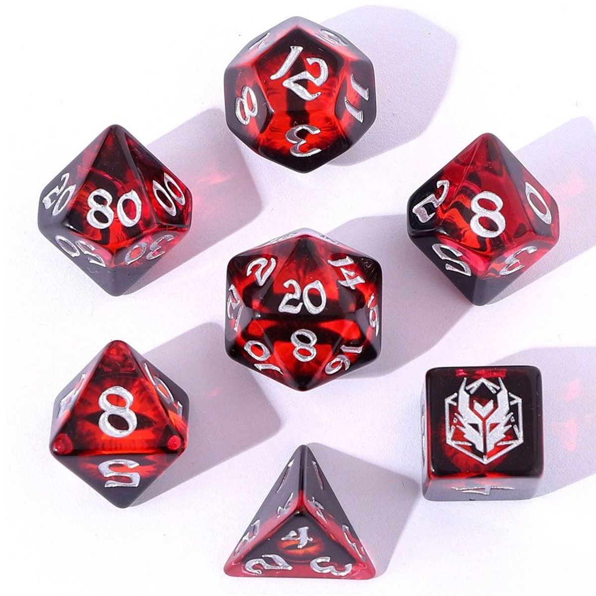 7-set RPG Dice Wyrmforged: Dragon Eye Red
