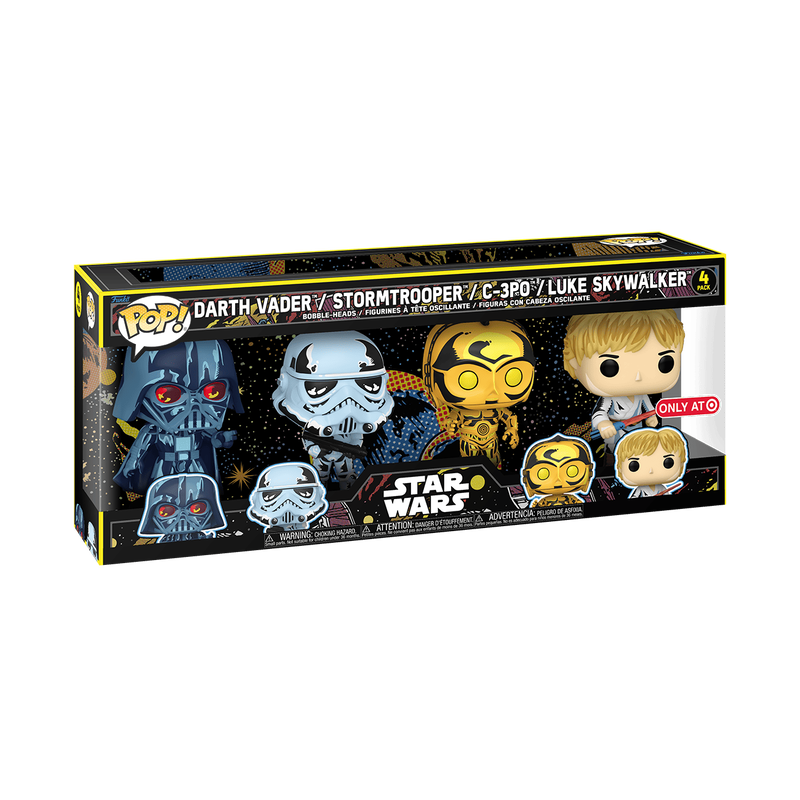 4 Pack - Star Wars - Darth Vader / Stormtrooper / C-3PO / Luke Skywalker (Bobble Head) - Target Exclusive - Funko Pop!