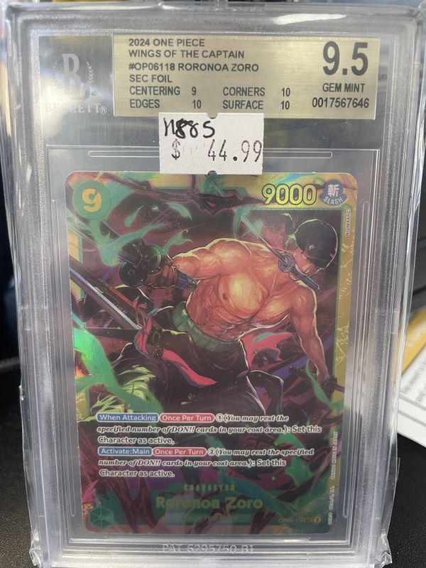 BGS 9.5 - 2024 One Piece - Wings Of The Captain - #OP06118 - Roronoa Zoro Sec Foil - [0017567646]