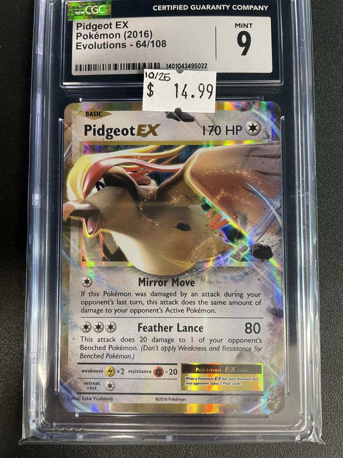 CGC 9 - 2016 POKEMON - Pidgeot EX - Evolutions - 64/108 [1401043495022]