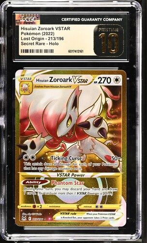 CGC Pristine 10 - Hisuian Zoroark VSTAR - Pokemon 2022 - Lost Origin 213/196 - Secret Rare/Holo - [6017413161]