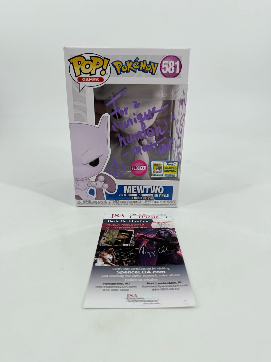 Funko Pop! #581 Mewtwo - Pokemon, Condition: Good, Exclusive: 2020 Summer Convention Exclusive, Variant: Flocked